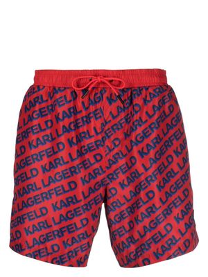Karl Lagerfeld short de bain à logo Diag - Rouge