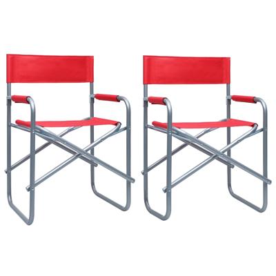 Regisseursstoelen 2 st staal rood