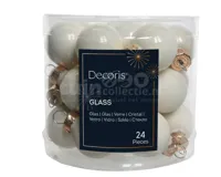 Kerstballen Glas Ø2,5cm Wol Wit 24st Kerstballen Glas Ø2,5cm Wol Wit 24st