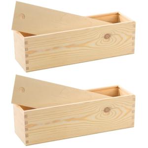 Houten wijnkist/verpakking met schuifdeksel - 2x - 36 x 11 x 11 cm - Wijnkistje/wijndoos