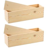 Houten wijnkist/verpakking met schuifdeksel - 2x - 36 x 11 x 11 cm - Wijnkistje/wijndoos