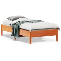Bedframe zonder matras massief grenenhout wasbruin 90x190 cm