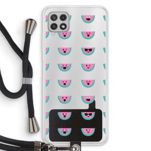 Smiley watermeloenprint: Samsung Galaxy A22 4G Transparant Hoesje met koord