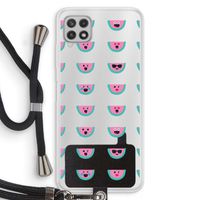 Smiley watermeloenprint: Samsung Galaxy A22 4G Transparant Hoesje met koord