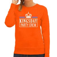 Kingsday party crew sweater oranje met witte letters voor dames - Koningsdag truien 2XL  - - thumbnail