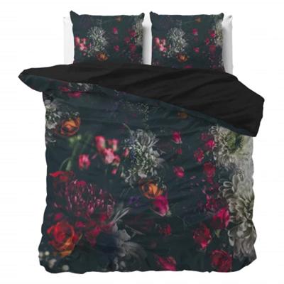 Dekbedovertrek Elodie - Zwart - Eenpersoons (140x200 Cm) - Zwart Microvezel - Bloemen - Sleeptime Essentials - Dekbed-Discounter.nl