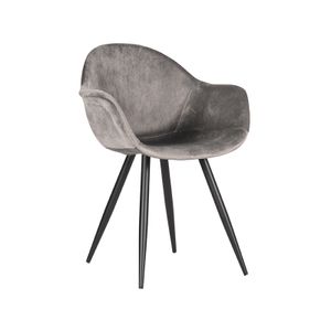 LABEL51 Eetkamerstoel Forli - Grijs - Fluweel - Black Frame