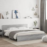Bedframe met hoofdeinde grijs sonoma eikenkleurig 180x200 cm