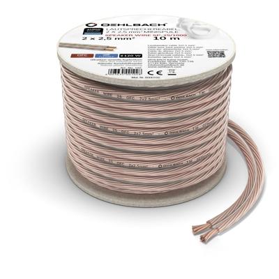 Oehlbach Luidsprekerkabel 2 x 2,5 mm², minihaspel 10 m Luidspreker kabel Transparant