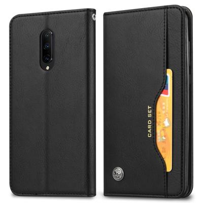 Knead huidtextuur horizontaal Flip lederen case voor OnePlus 7 Pro met foto frame & houder & kaartsleuven & portemonnee (zwart)