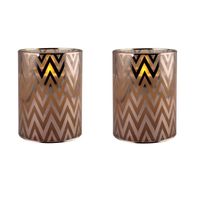2x stuks luxe led kaarsen in koper glas D7 x H10 cm - LED kaarsen - thumbnail