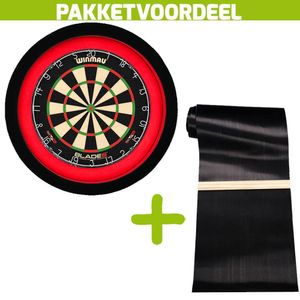 Winmau Blade 6 +  Dartmat 120*300 incl oche + Dartbordverlichting Deluxe Rood - Zwart