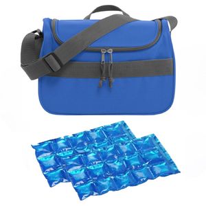 Kleine koeltas voor lunch blauw met 2 stuks flexibele koelelementen 10 liter - Koeltas