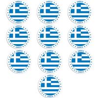Vlag van Griekenland stickers - 10x - rond - D14,8 cm - in vlag kleuren - Landen thema