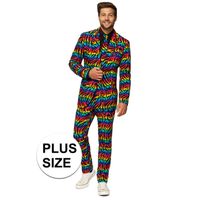 Grote maten heren verkleed pak/kostuum zebra regenboog print - thumbnail