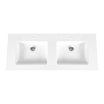 Wastafel BWS Veroni 45.5x120 cm 2 Kraangaten Solid Surface Wit