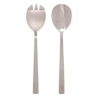 Sla bestek/couvert - 2 delig - zilver - metaal - 24 cm - saladebestek/slacouvert