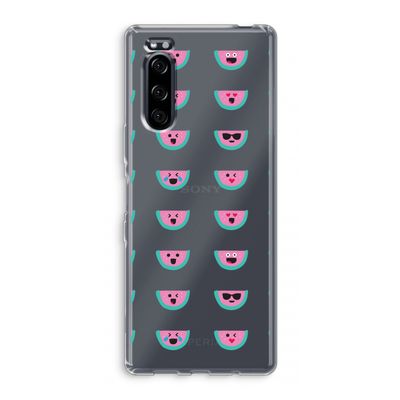 Smiley watermeloenprint: Sony Xperia 5 Transparant Hoesje