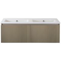 Frozen 3D Badmeubelset 120 cm - Greeplijst in Kleur - Olive - Keramische Wastafel Wit Zonder Kraangat