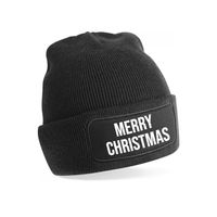 Kerst muts - Merry Christmas - zwart - one size - unisex - Kerstmuts