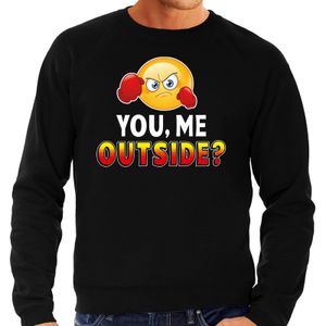 Funny emoticon sweater You me outside zwart heren