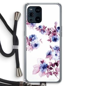 Waterverf bloemen: Oppo Find X3 Pro Transparant Hoesje met koord