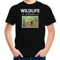Eekhoorn t-shirt met dieren foto wildlife of the world zwart voor kinderen XL (158-164)  - - thumbnail