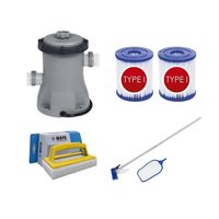 Bestway - Onderhoudsset & Filterpomp 1249 L/u & 2 Filters Type I & WAYS Scrubborstel - thumbnail