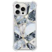 iPhone 15 Pro Max shockproof hoesje - Marmer blauw