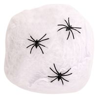 Horror spinnenweb met spinnen - wit - 20 gr - Halloween decoratie