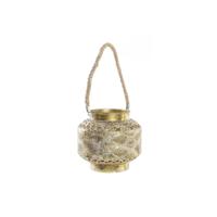 Lantaarn DKD Home Decor 26,5 x 26,5 x 22 cm Verouderde afwerking Kristal Gouden Metaal Arabisch