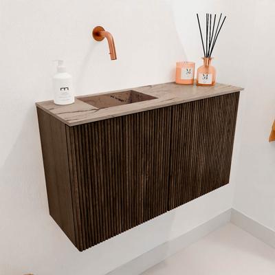 Toiletmeubel Mondiaz Joya Dlux | 70 cm | Meubelkleur Walnut | Faye wastafel Arena Wasbak Links | Zonder kraangat(en)