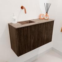 Toiletmeubel Mondiaz Joya Dlux | 70 cm | Meubelkleur Walnut | Faye wastafel Arena Wasbak Links | Zonder kraangat(en)