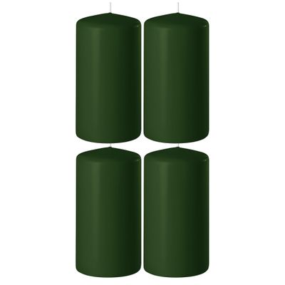 4x Donkergroene cilinderkaarsen/stompkaarsen 6 x 15 cm 58 branduren
