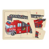 Playwood Houten noppenpuzzel brandweer, 9st.