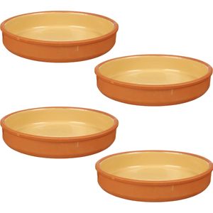 4x stuks tapas/hapjes serveren/oven schaal terracotta/geel 23 x 4 cm