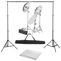Fotostudioset met verlichtingsset en achtergrond