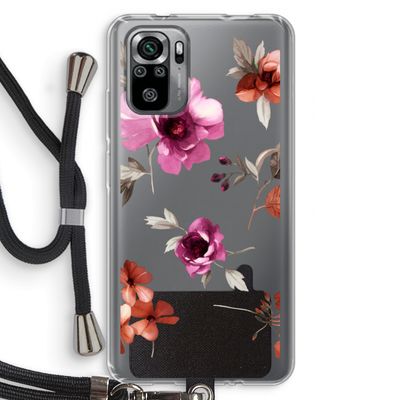 Geschilderde bloemen: Xiaomi Redmi Note 10S Transparant Hoesje met koord