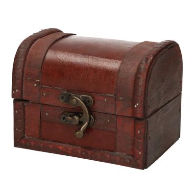 Sieraden opbergkistje Vintage - 11 x 9 cm - hout - bruin