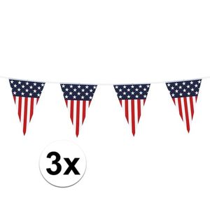 3x Amerikaanse vlaggenlijn 6 meter   -