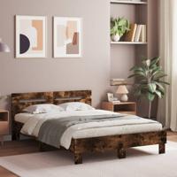Bedframe met hoofdeinde en LED gerookt eikenkleurig 120x190 cm