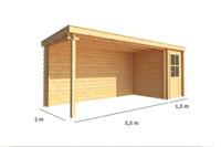 Blokhut met overkapping Els 550 cm bij 200 cm diep Lessenaarsdak - Warentuin collection