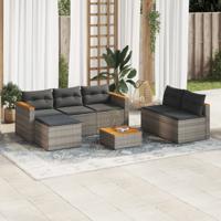 5-delige Loungeset met kussens poly rattan acacia grijs 5-delige Loungeset met kussens poly rattan acacia grijs