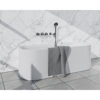 Fortifura Nebbio Badcombinatie-set - thermostaatkraan - inbouwdeel - 2x uitbreiding inbouwdeel - wandaansluitbocht - gladde doucheslang - ronde handdouche - uitloop - chroom SW1183064 2x SW1183076 2x SW1183077 SW542643 SW706