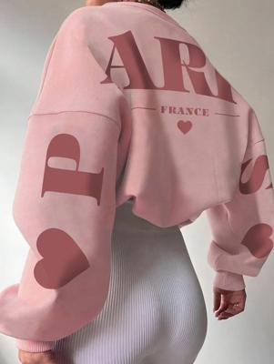 Women's Oversized Letter Print Sweatshirt | Baby Pink Pullover Baby Pink / S