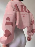 Women's Oversized Letter Print Sweatshirt | Baby Pink Pullover Baby Pink / S