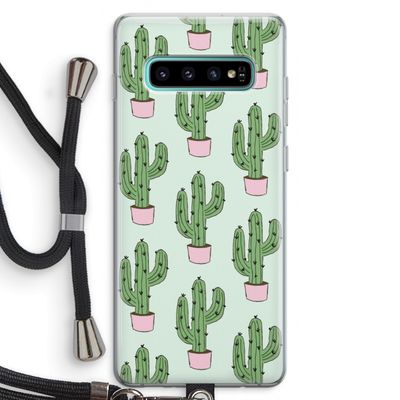 Cactus Lover: Samsung Galaxy S10 Plus Transparant Hoesje met koord