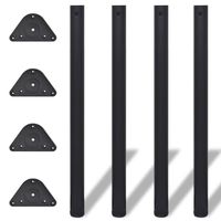 Tafelpoten in hoogte verstelbaar zwart 870 mm 4 st - thumbnail