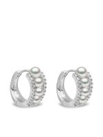 Yoko London boucles d'oreilles Eclipse en or blanc 18ct serties de perles d'Akoya et de diamants - Argent