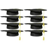 Geslaagd thema hoedje voor kinderen - Set van 8x stuks - verkleed feestartikelen - afstudeer hoedje